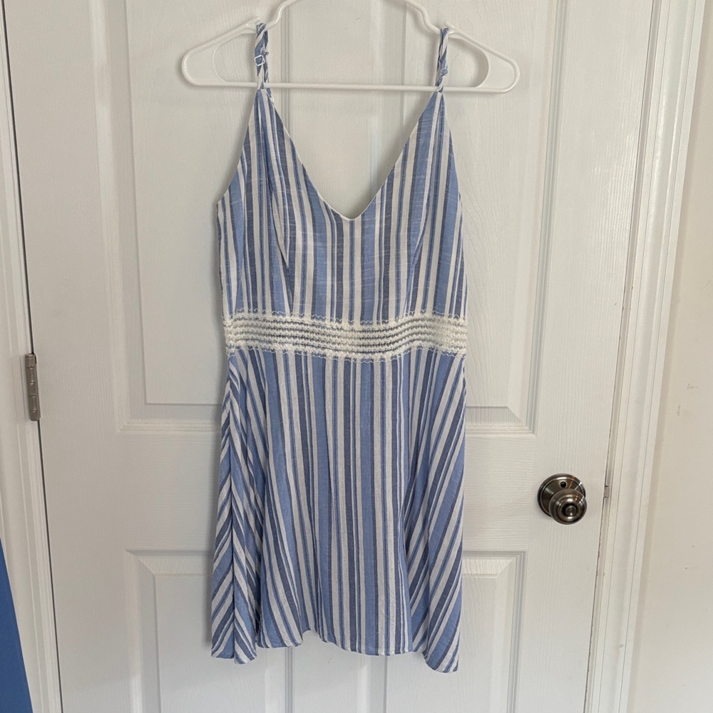 Speechless Blue and White Striped Mini Dress